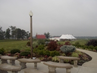 The view of the large party tent